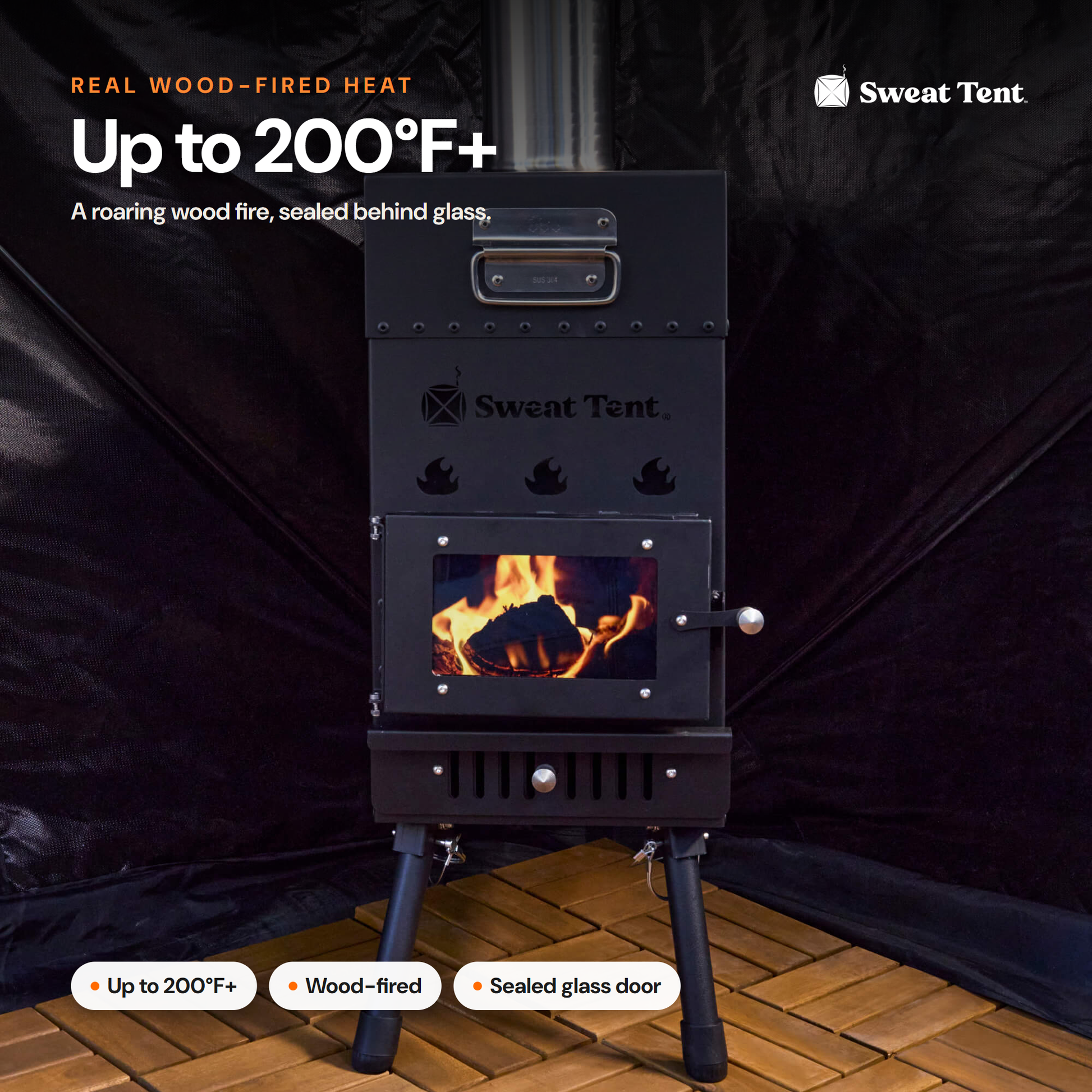 Sweat Tent Stove — heat glass door fire