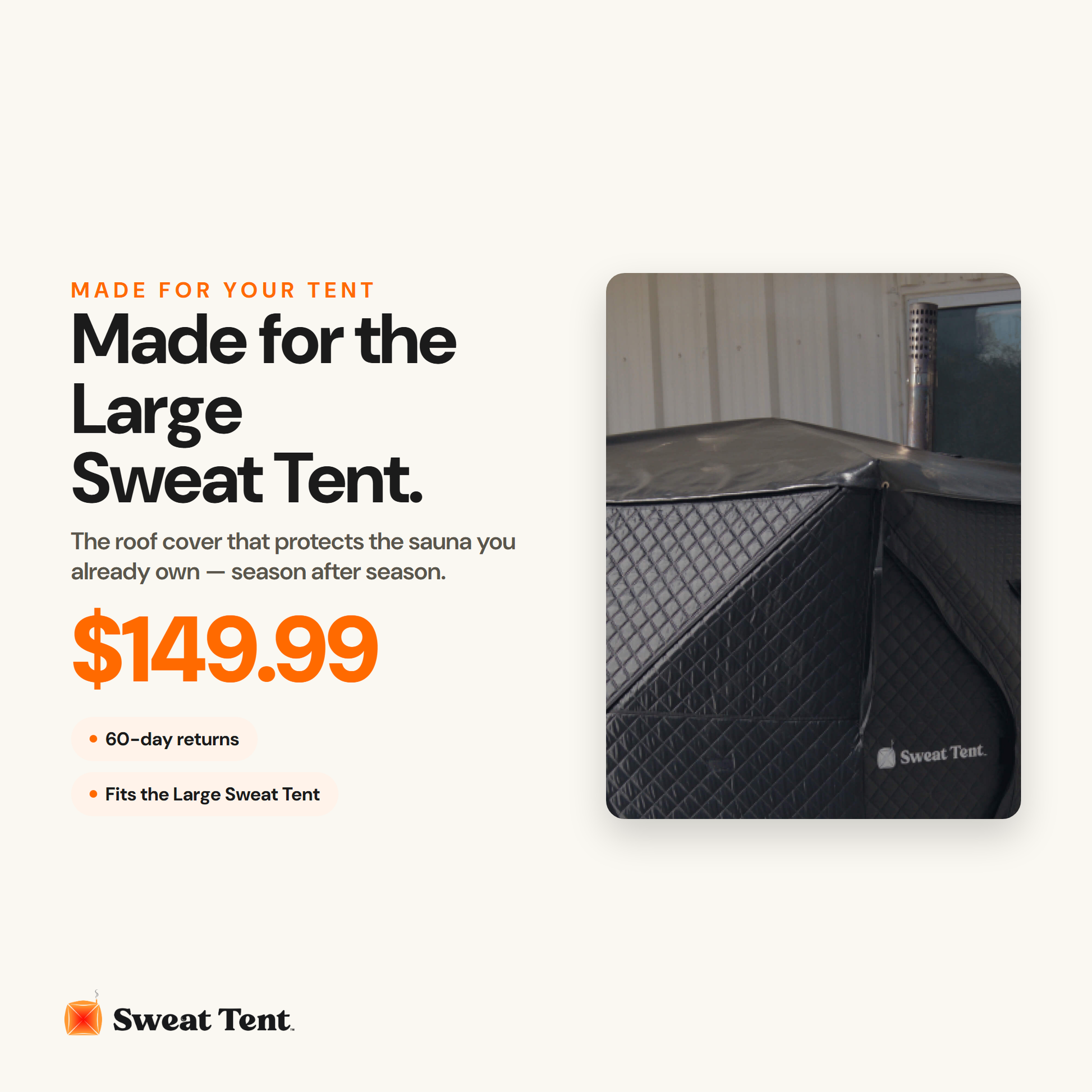 Large Sweat Tent Sauna Roof Cover — fit close