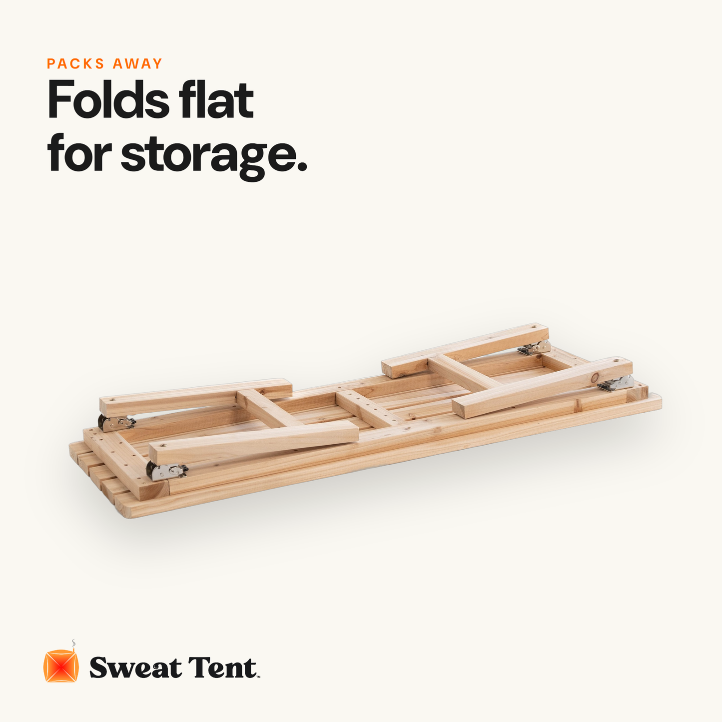 Cedar Sauna Bench — folds flat