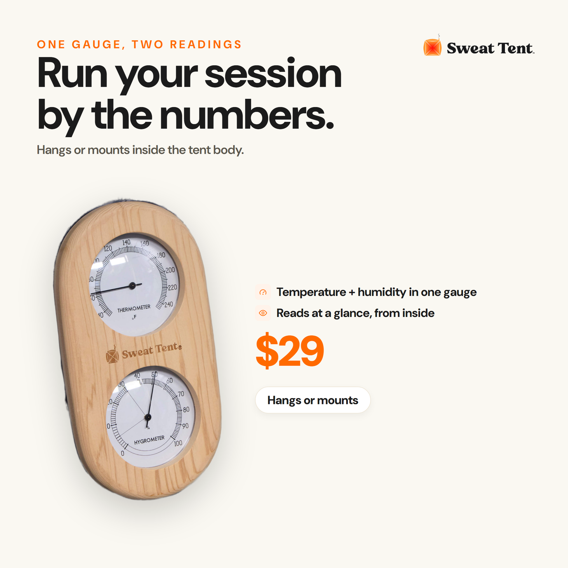 Sweat Tent Thermometer — close