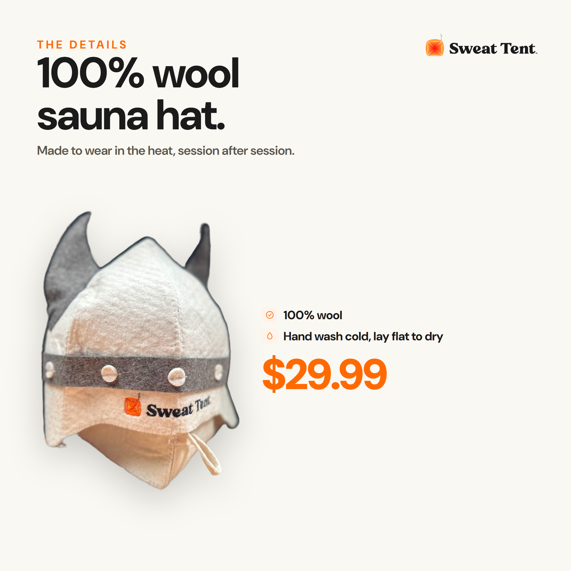Wool Sauna Hat — details close