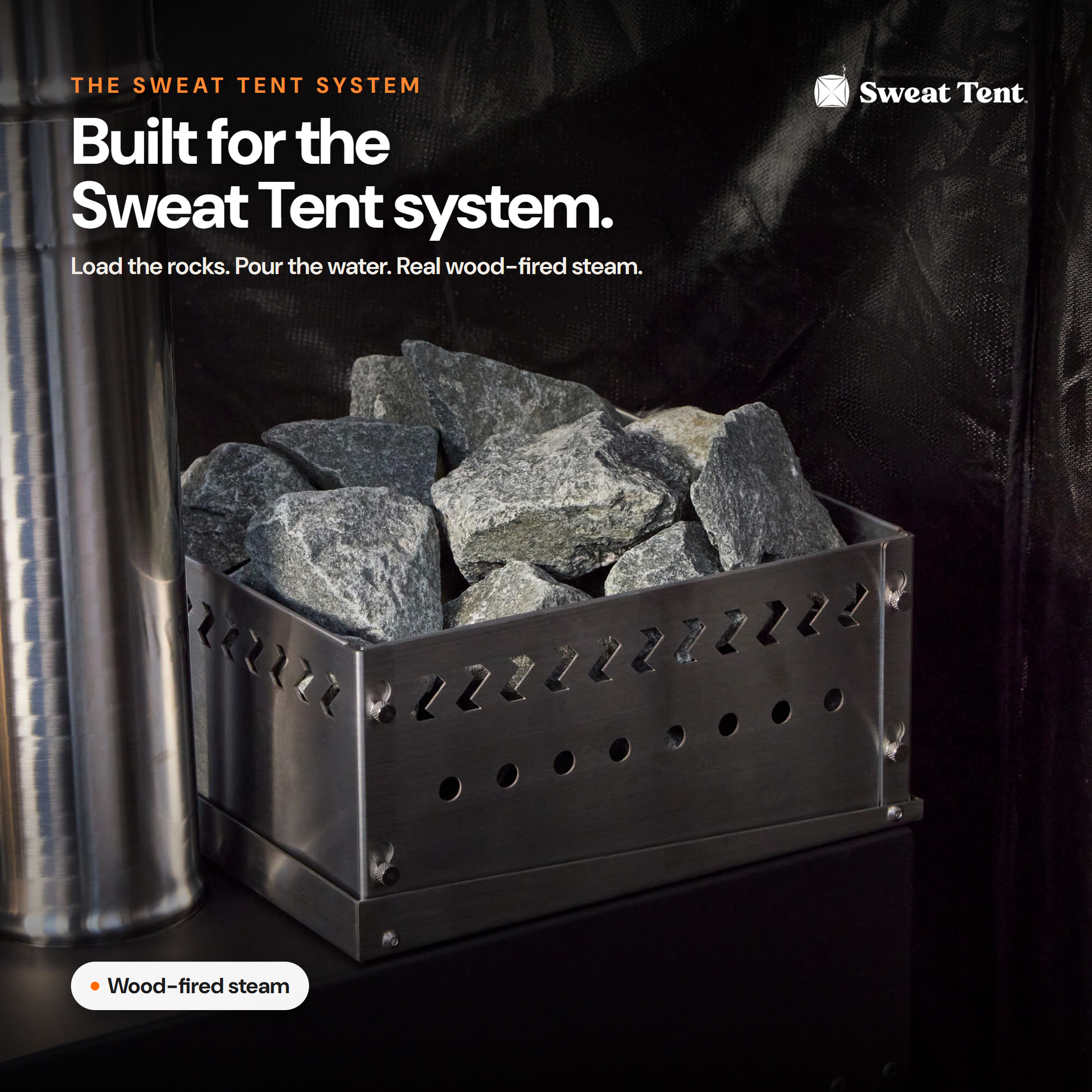 Sweat Tent Stove — rock basket assembled