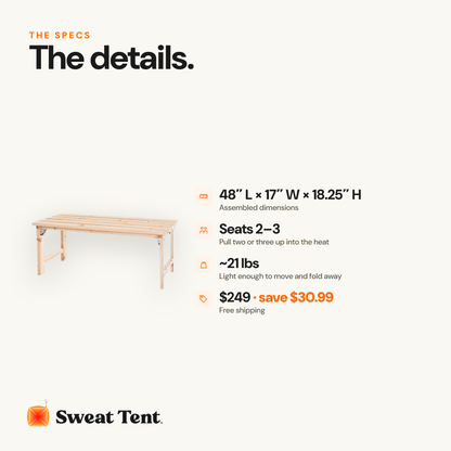 Cedar Sauna Bench — specs