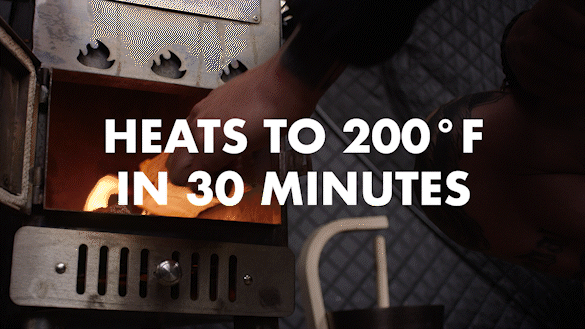 A GIF showign how quickly the Sweat Tent heats up to 200 degrees. 