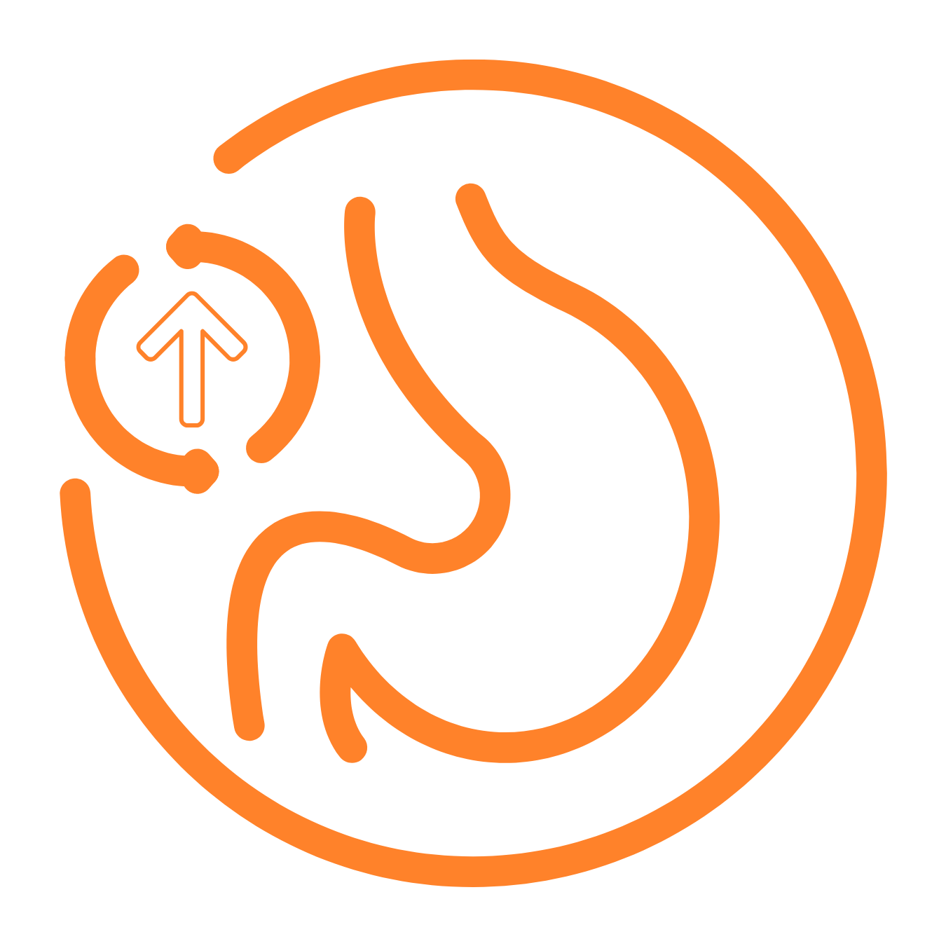 Orange colored icon depicting your metabolism after sauna. 