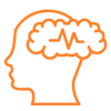 An orange icon depicting increased mood after using a sauna. 