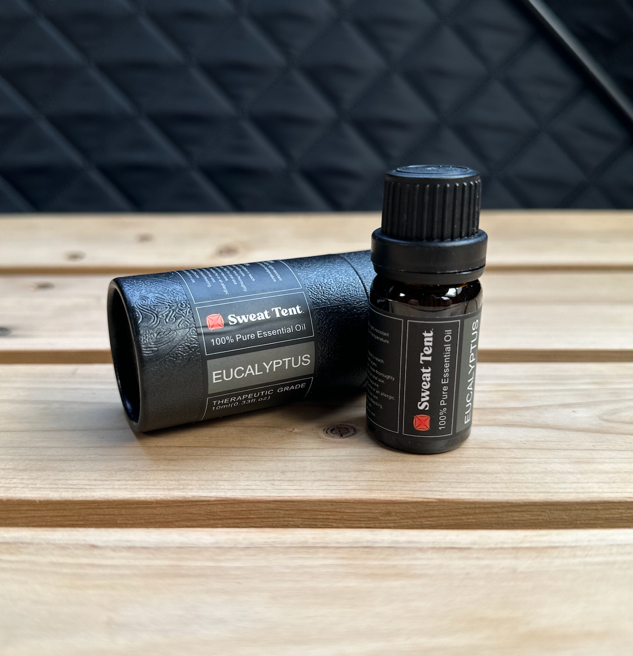 a bottle of eucalyptus essential oil for sauna use