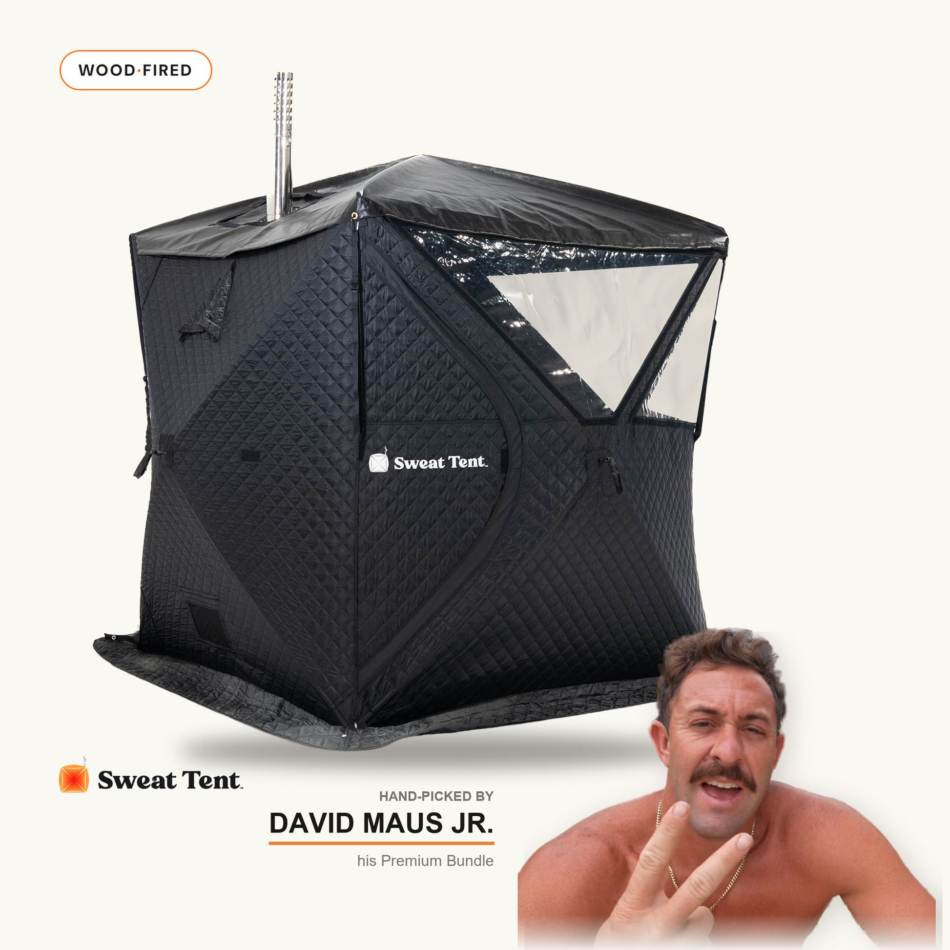 David Maus Jr. with the Sweat Tent L wood-fired sauna