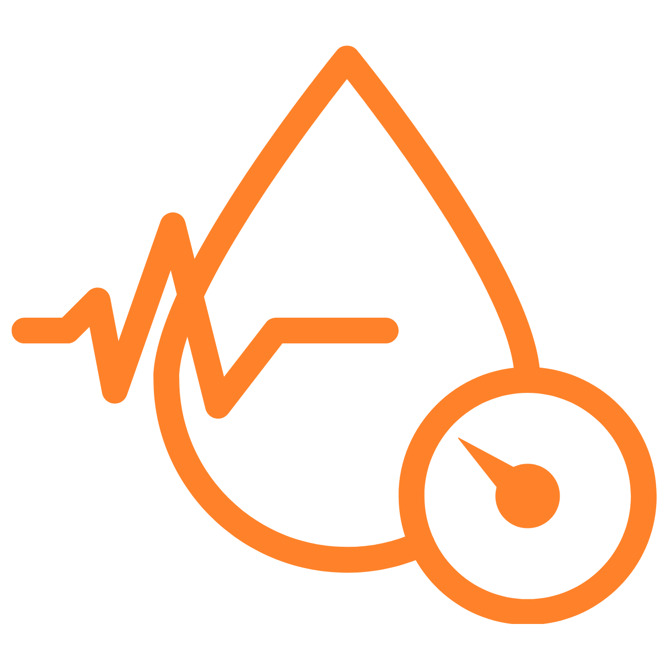 Orange colored icon depicting blood pressure. 