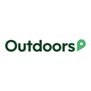 The word 'Outdoors' with a green location pin icon.