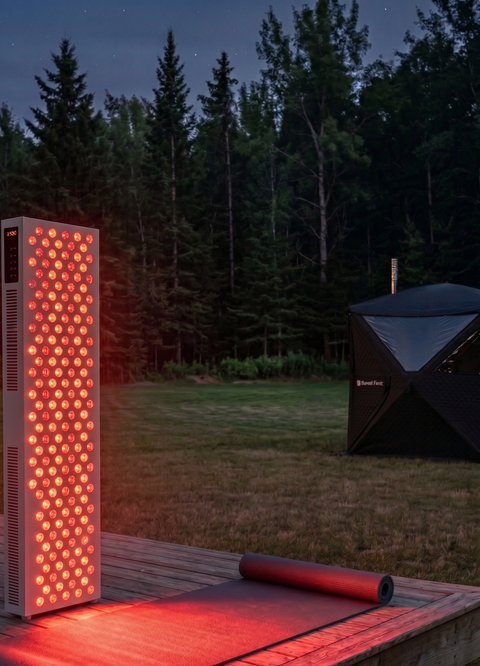 I put this next to my Sweat Tent in my backyard. After every sauna session I stand in front of it for 10 minutes — face, shoulders, whatever needs it that day. The four wavelengths are what sold me. Most panels skip 810nm and I wanted the full spectrum.
