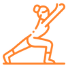 An orange colored icon depicting 