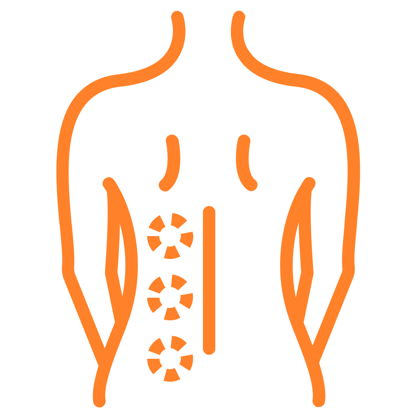 Orange icon depicting the reduction of inflammation. 