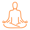 An orange icon depicting stress relief after sauna. 