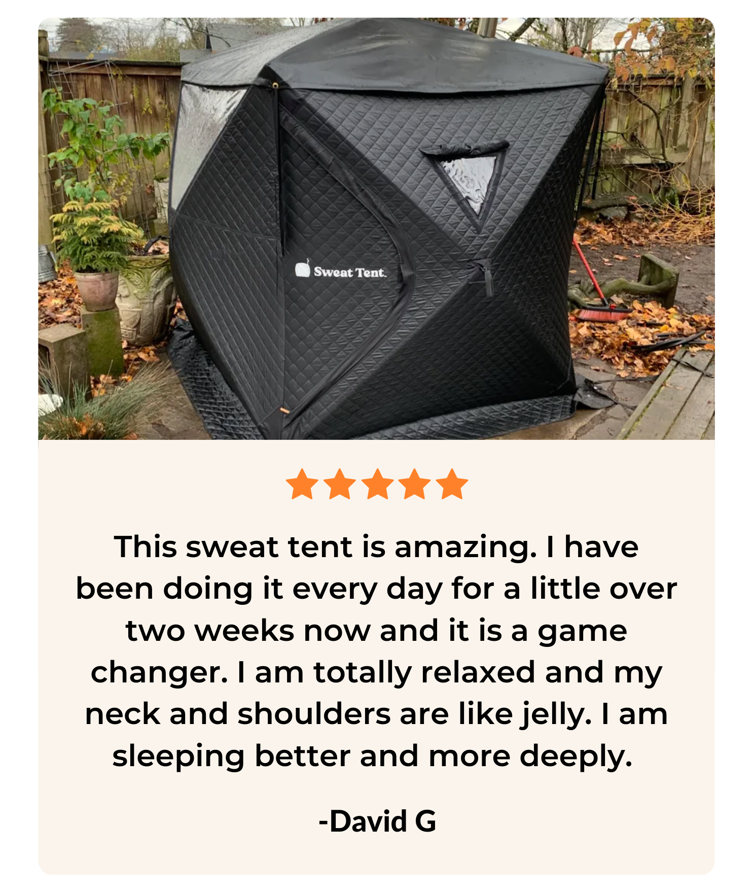 Sweat Tent review "this is amazing, I've been using it every day for over two weeks now."