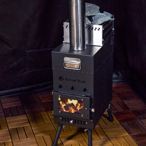 Sweat Tent Stove + Rocks Holder + Glove + Fire Poker
