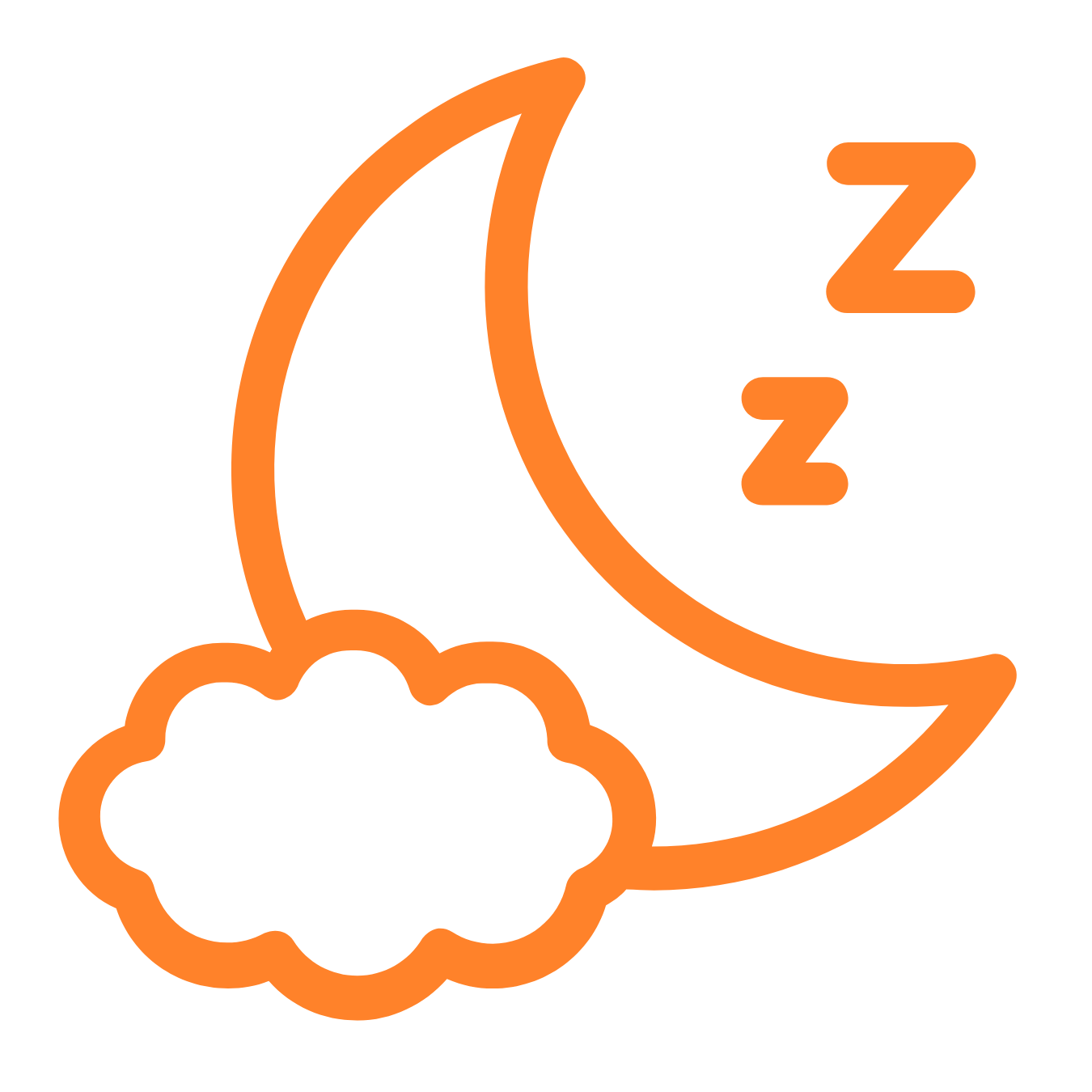 An orange colored icon depicting better rest after using a sauna. 