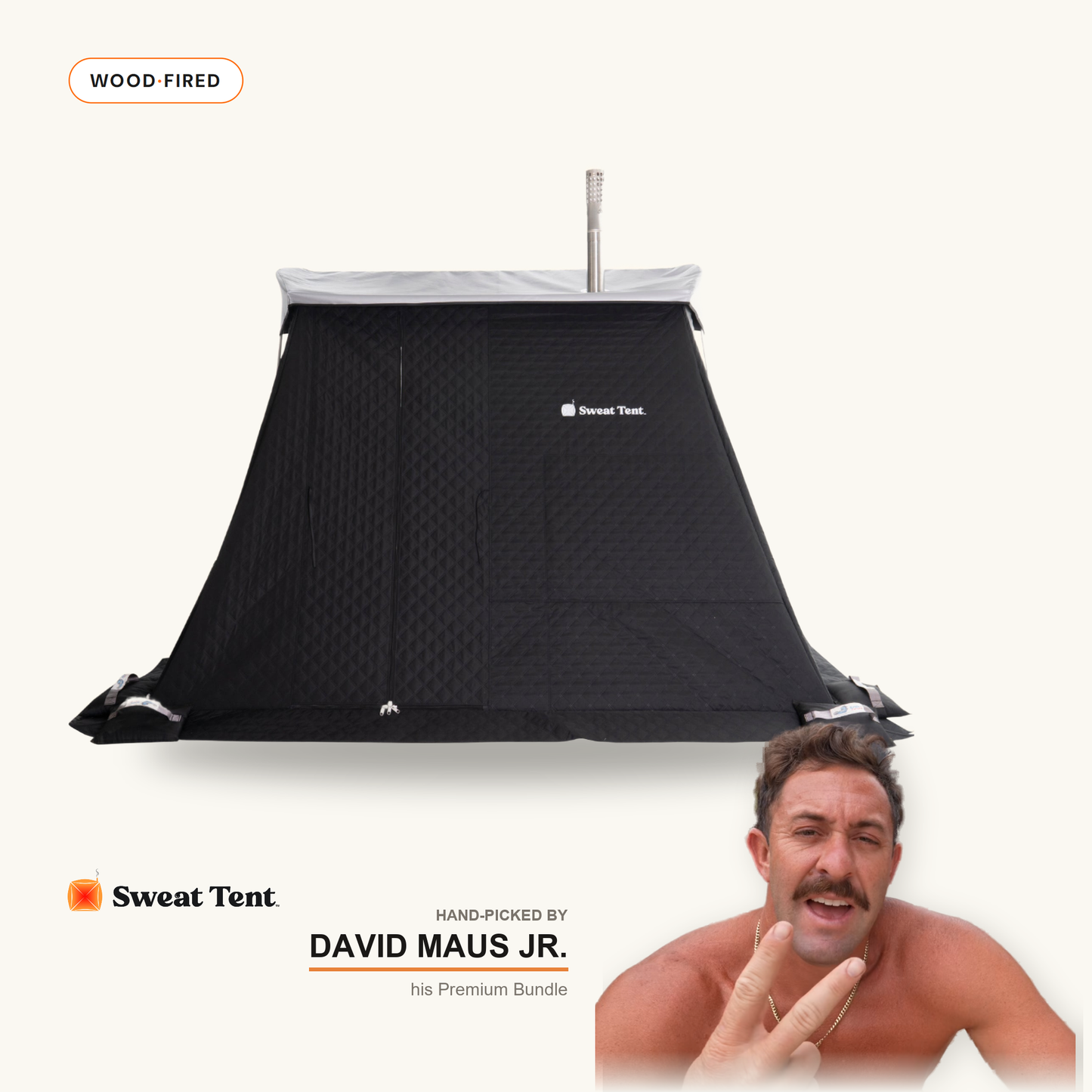 David Maus Jr. with the Sweat Tent XL wood-fired sauna