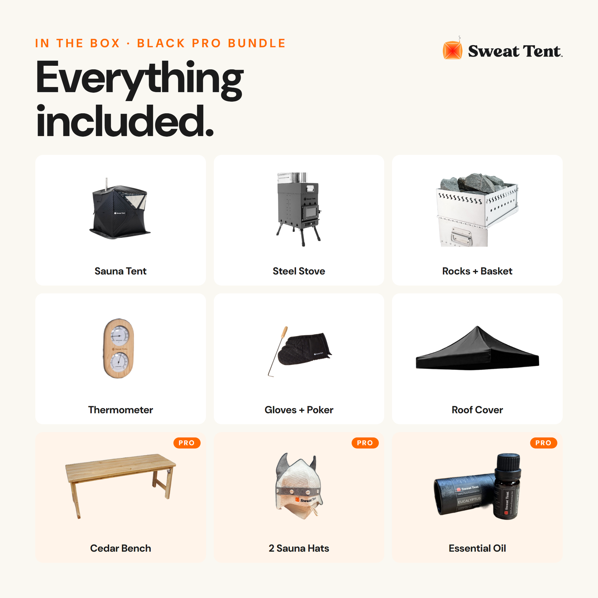 What's included with the Sweat Tent Pro bundle