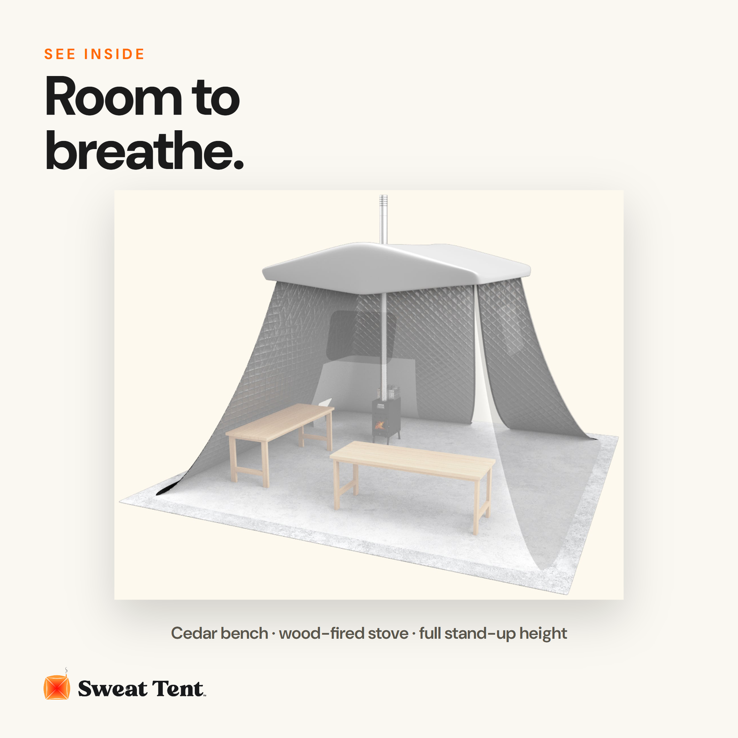 Cutaway view of the Sweat Tent XL interior