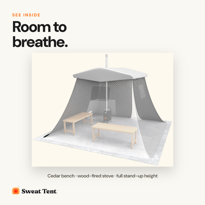 Cutaway view of the Sweat Tent XL interior
