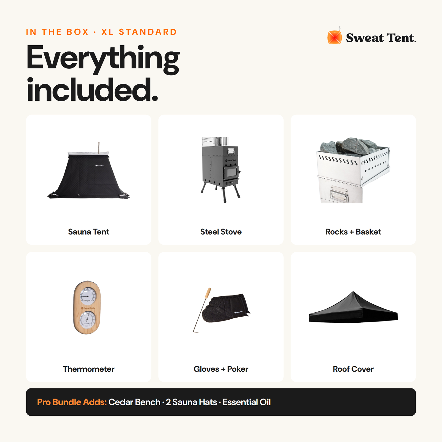 What's included with the Sweat Tent XL Standard bundle