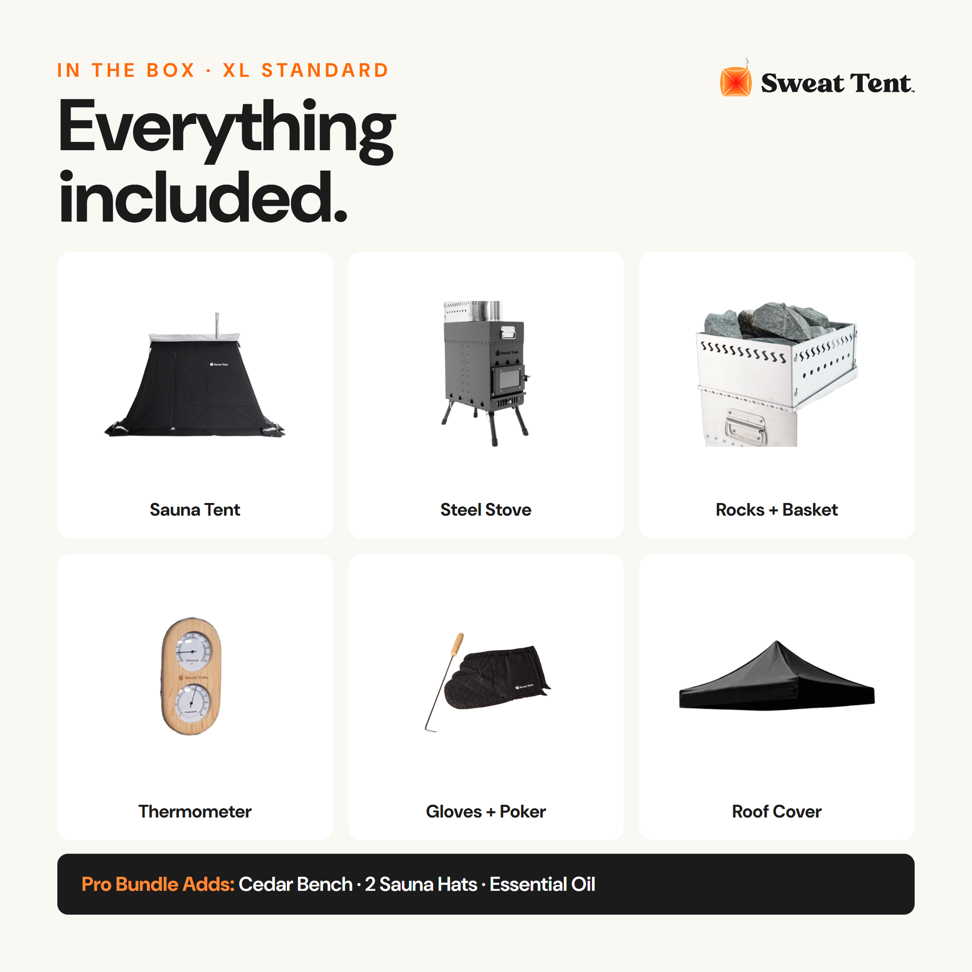What's included with the Sweat Tent XL Standard bundle